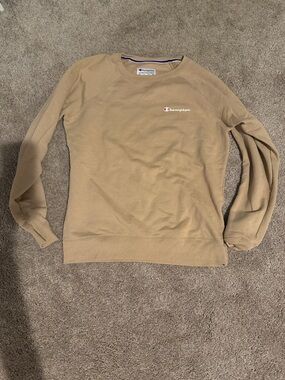 Champion Tan Crewneck Sweatshirt with Small Logo